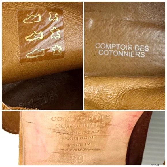 Anthro Comptoir Des Cotonniers camel brown Suede Ankle Boots Tan Heeled Boho 9
